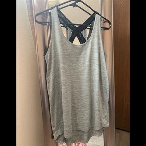 Grey cross back workout tank